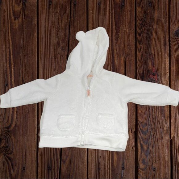 Carter's Other - 4/$25 - NWT Carter’s White Soft Fleece Hooded Full Zip Sweatshirt with Bear Ears